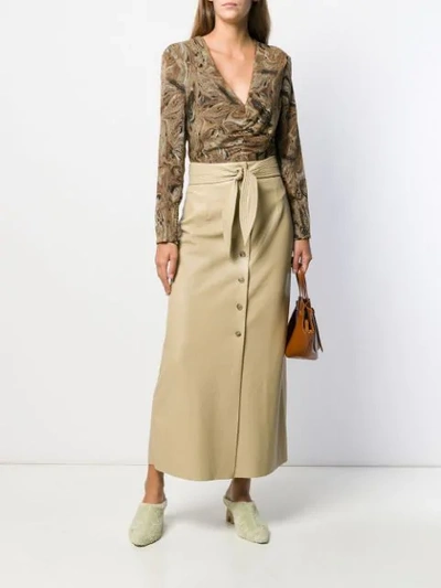 Shop Nanushka Belted Pencil Skirt In Neutrals