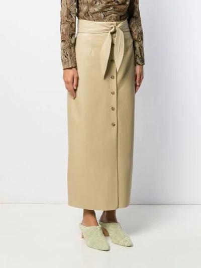 Shop Nanushka Belted Pencil Skirt In Neutrals