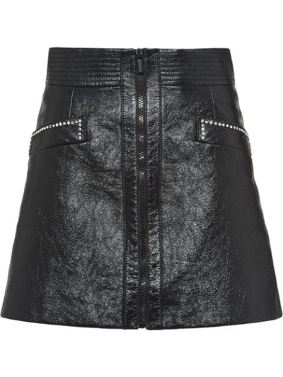 Shop Miu Miu Shiny A-line Skirt In Black