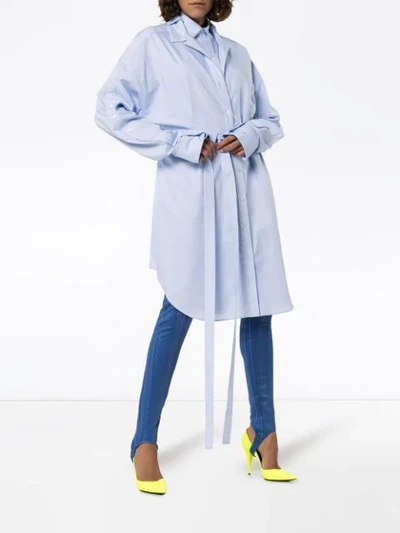 Shop Y/project Double Collar Shirt Dress In Blue