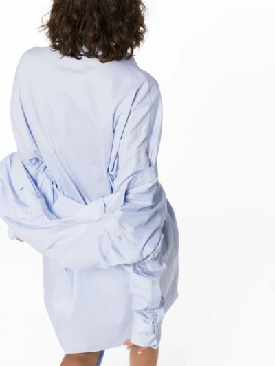 Shop Y/project Double Collar Shirt Dress In Blue