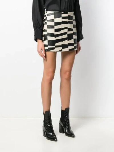 Shop Saint Laurent Mosaic Mini Skirt In Neutrals