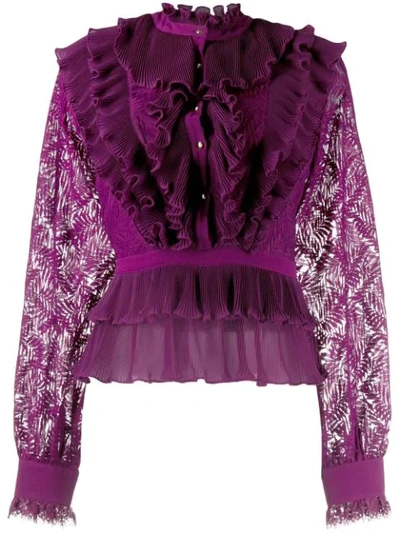 Shop Just Cavalli Tiered Ruffle Blouse In Purple