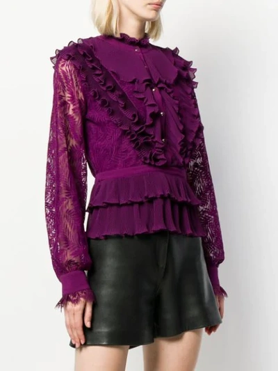 Shop Just Cavalli Tiered Ruffle Blouse In Purple