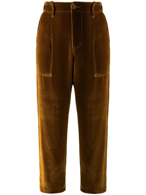 gold cropped trousers