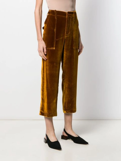 Shop Jejia Velvet Cropped Trousers In Gold