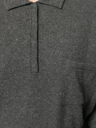 Shop Fabiana Filippi Oversized Knit Polo Shirt In Grey