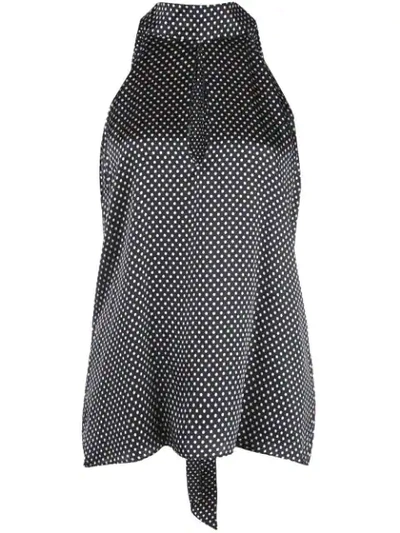 Shop Nili Lotan Polka Dot Key-hole Blouse In Black