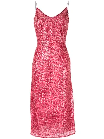 Shop Walk Of Shame Sequin-embellished Slip Dress In Red