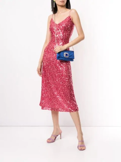 Shop Walk Of Shame Sequin-embellished Slip Dress In Red