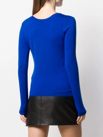 Shop P.a.r.o.s.h Long-sleeve Fitted Top In Blue