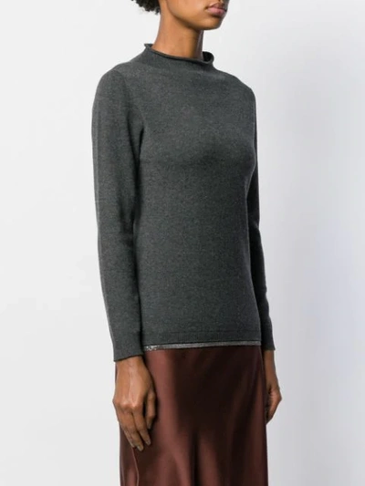 Shop Fabiana Filippi Funnel Neck Fitted Sweater In Grey