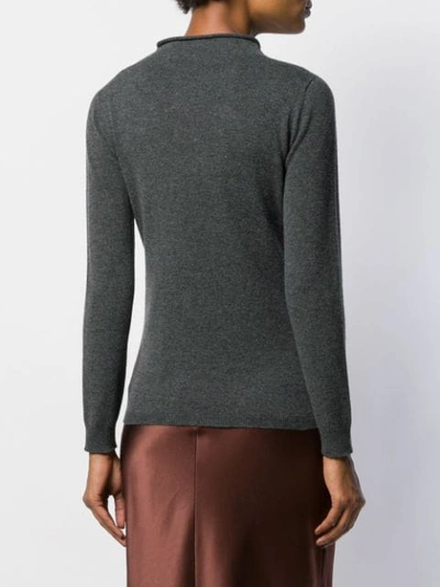 Shop Fabiana Filippi Funnel Neck Fitted Sweater In Grey