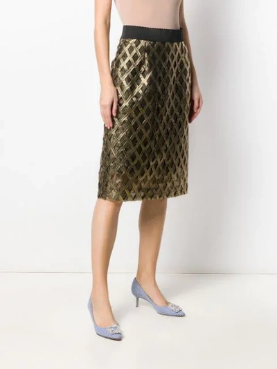 Shop Dolce & Gabbana Embroidered High-waisted Skirt In Gold