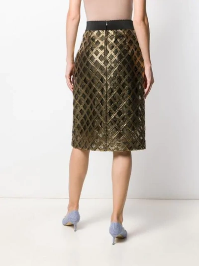 Shop Dolce & Gabbana Embroidered High-waisted Skirt In Gold
