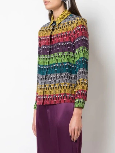 Shop Alice And Olivia Geometric Colour-block Blouse In Multicolour