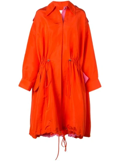 Shop Carolina Herrera Oversized Silk Raincoat In Red