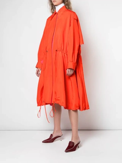 Shop Carolina Herrera Oversized Silk Raincoat In Red