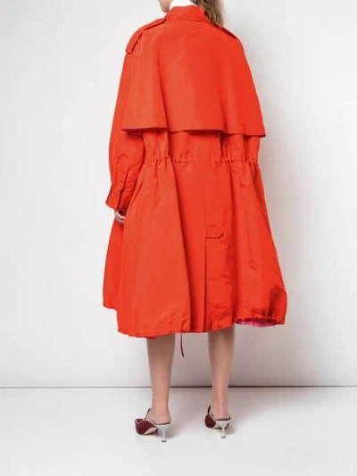 Shop Carolina Herrera Oversized Silk Raincoat In Red