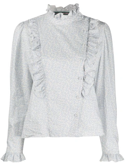 Shop Alexa Chung Ruffled Abstract Pattern Blouse In 1 White