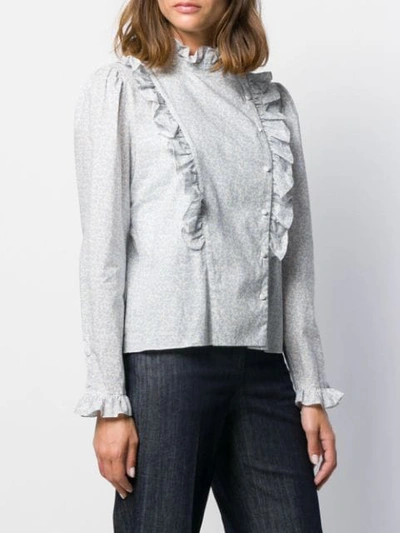 Shop Alexa Chung Ruffled Abstract Pattern Blouse In 1 White