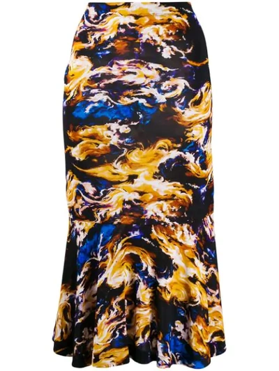 Shop Kenzo Abstract Print High-waisted Skirt In Black