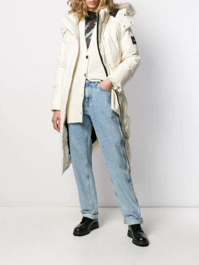 Shop Calvin Klein Boxy Fit Padded Parka Coat In Neutrals