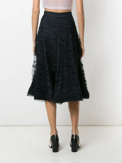 Shop Gloria Coelho Draped Tulle Midi Skirt In Black