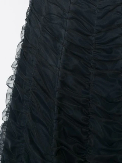 Shop Gloria Coelho Draped Tulle Midi Skirt In Black