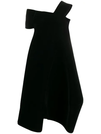 Shop Stefano Mortari Asymmetric Midi Dress In Black