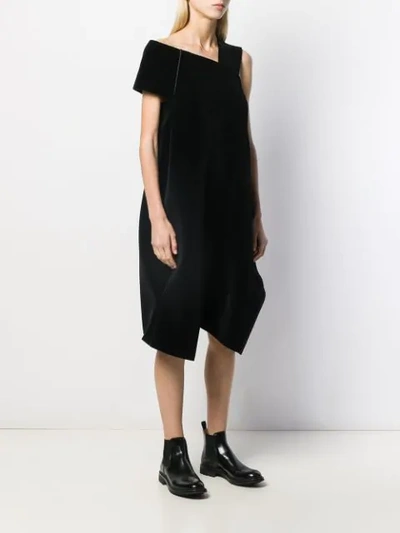 Shop Stefano Mortari Asymmetric Midi Dress In Black