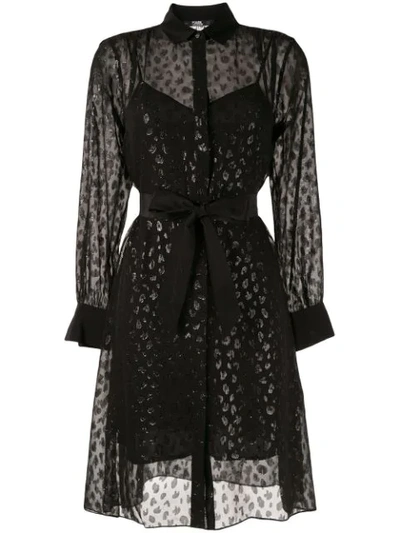 Shop Karl Lagerfeld Leopard Jacquard Dress In Black