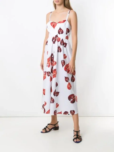 Shop Andrea Marques Ruched Waist Printed Dress In White