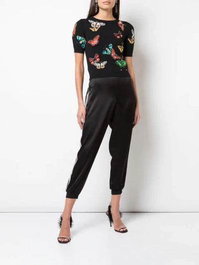 Shop Alice And Olivia Pete Cropped Trousers In Black