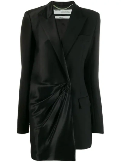 Shop Off-white Bi-material Blazer Dress In Black