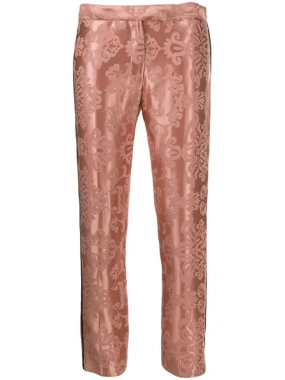 Shop Ann Demeulemeester Floral Embroidered Slim Fit Trousers In Pink