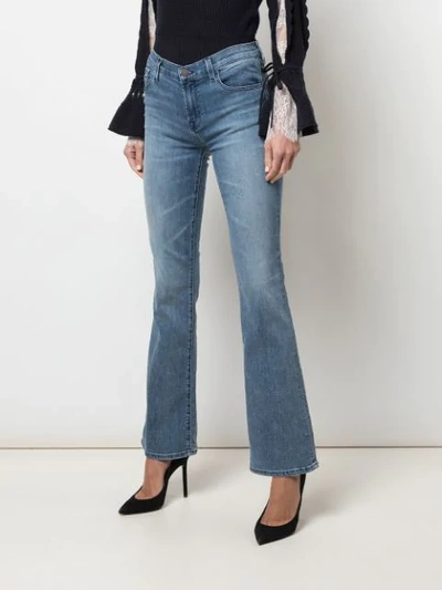 Shop J Brand Sallie Mid-rise Boot Cut Jeans In Blue
