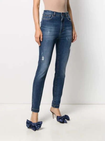 Shop Dolce & Gabbana Distressed High-rise Skinny Jeans In Blue