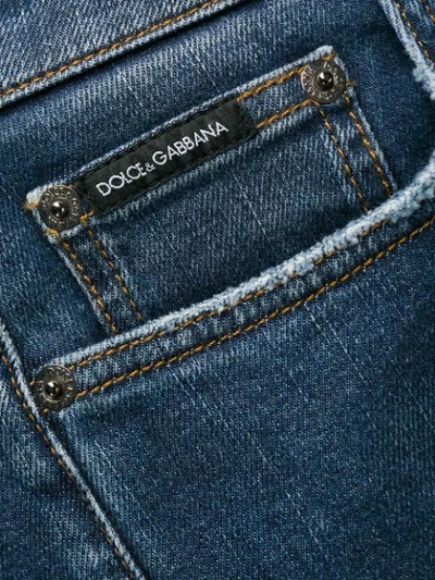 Shop Dolce & Gabbana Distressed High-rise Skinny Jeans In Blue