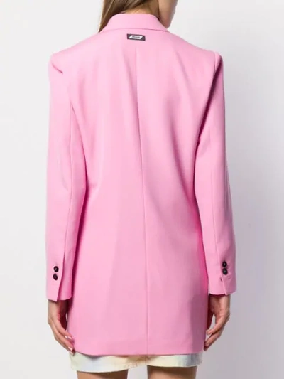 Shop Msgm Longline Double Breasted Blazer In Pink