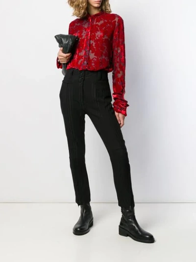 Shop Ann Demeulemeester Floral Embroidered Shirt In Red