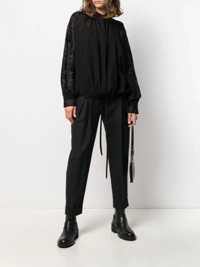Shop Ann Demeulemeester Embroidered Gathered Blouse In Black