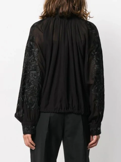 Shop Ann Demeulemeester Embroidered Gathered Blouse In Black