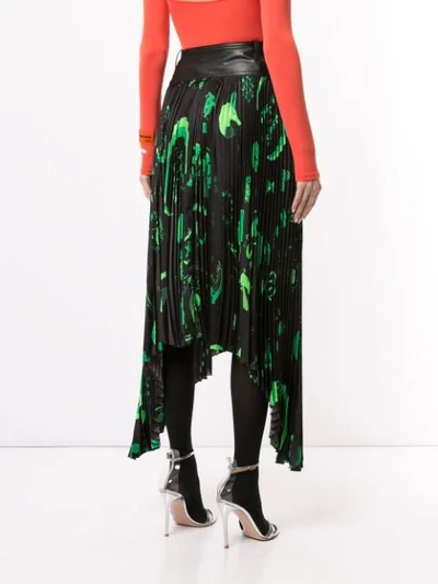 Shop Marine Serre Shamanic Asymmetric Pleated Skirt In Green