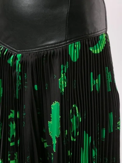 Shop Marine Serre Shamanic Asymmetric Pleated Skirt In Green