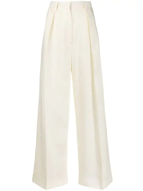 white high waisted pleated pants
