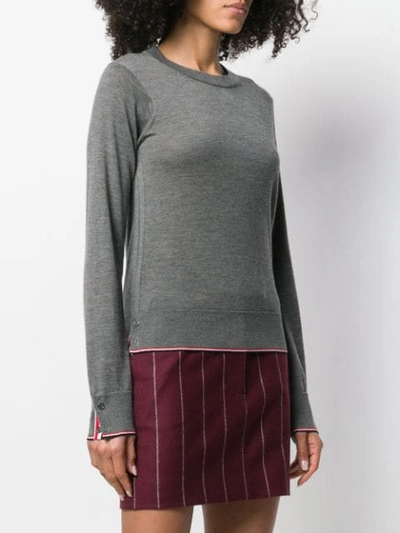 Shop Thom Browne Rwb Tipping Cashmere Jumper In Grey