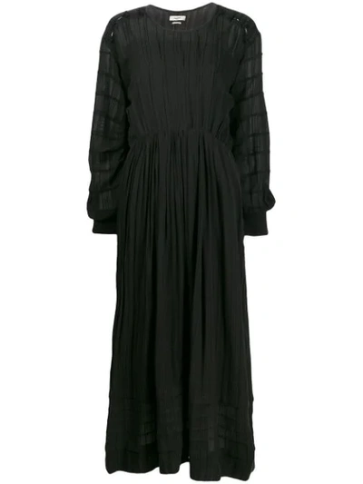 Shop Isabel Marant Étoile Pleated Cinched Waist Dress In Black