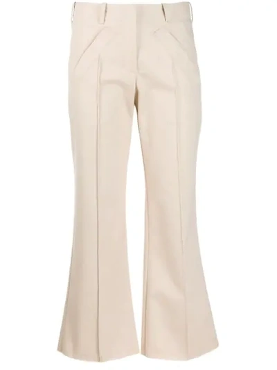 Shop Jejia Pipe-trim Flared Trousers In Neutrals