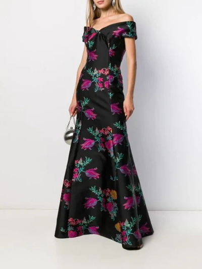 Shop Etro Paneled Floral Gown In Black